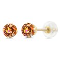 thumbnail image 1 of Gem Stone King 10K Yellow Gold Ecstasy Mystic Topaz Women Stud Earrings (1.10 Ct Round 5MM), 1 of 4