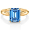 thumbnail image 1 of Gem Stone King 10K Yellow Gold Fancy Blue Zirconia Solitaire Engagement Ring for Women (2.62 Cttw, Octagon 9X7MM, Gemstone, Available in Size 5, 6, 7, 8, 9), 1 of 7