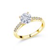 thumbnail image 1 of Gem Stone King 10K Yellow Gold 7MM Round Moissanite and Lab Grown Diamond Engagement Ring for Women | 1.40 Cttw (Size 9), 1 of 4