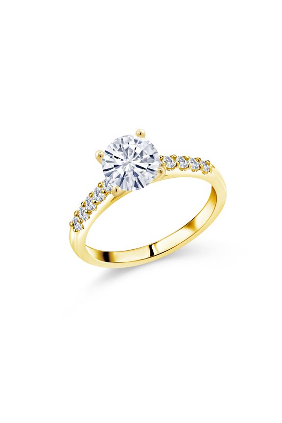 10K Yellow Gold G/H Lab Grown Diamond Ring Set with Colorless DEF Moissanite (1.40 Cttw, Size 7)