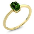 thumbnail image 1 of Gem Stone King 10K Yellow Gold Green Chrome Diopside Solitaire Engagement Ring for Women (0.70 Cttw, Oval 7X5MM, Gemstone Birthstone, Size 8.5), 1 of 3