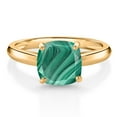 thumbnail image 1 of Gem Stone King 10K Yellow Gold Green Malachite Solitaire Engagement Ring for Women (3.00 Cttw, Cushion 8MM, Gemstone Birthstone, Available in Size 5, 6, 7, 8, 9), 1 of 4