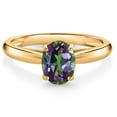thumbnail image 1 of Gem Stone King 10K Yellow Gold Green Mystic Topaz Solitaire Engagement Ring for Women (1.58 Cttw, Oval 8X6MM, Gemstone Birthstone, Available in Size 5, 6, 7, 8, 9), 1 of 4