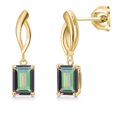 thumbnail image 1 of Gem Stone King 10K Yellow Gold Green Mystic Topaz Dangle Earrings for Women | 2.00 Cttw | Gemstone November Birthstone | Octagon 7X5MM, 1 of 6