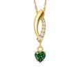 thumbnail image 1 of Gem Stone King 10K Yellow Gold Green Nano Emerald and Lab Grown Diamond Pendant Necklace for Women | 0.43 Cttw | Gemstone May Birthstone | Heart Shape 4MM | With 18 inch Chain, 1 of 6