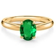 thumbnail image 1 of Gem Stone King 10K Yellow Gold Green Nano Emerald Solitaire Engagement Ring for Women (0.75 Cttw, Oval 8X6MM, Gemstone May Birthstone, Available in Size 5, 6, 7, 8, 9), 1 of 4