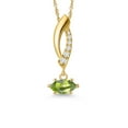 thumbnail image 1 of Gem Stone King 10K Yellow Gold Green Peridot and Lab Grown Diamond Pendant Necklace for Women | 0.28 Cttw | Gemstone August Birthstone | Marquise 6X3MM | With 18 inch Chain, 1 of 6
