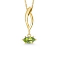 thumbnail image 1 of Gem Stone King 10K Yellow Gold Green Peridot Pendant Necklace for Women | 0.25 Cttw | Gemstone August Birthstone | Marquise 6X3MM | With 18 inch Chain, 1 of 6