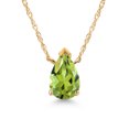 thumbnail image 1 of Gem Stone King 10K Yellow Gold Green Peridot Pendant Necklace for Women | 0.68 Cttw | Gemstone August Birthstone | Pear Shape 7X5MM | With 18 inch Chain, 1 of 6