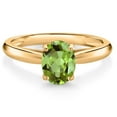 thumbnail image 1 of Gem Stone King 10K Yellow Gold Green Peridot Solitaire Engagement Ring for Women (1.42 Cttw, Oval 8X6MM, Gemstone August Birthstone, Available in Size 5, 6, 7, 8, 9), 1 of 4