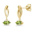 thumbnail image 1 of Gem Stone King 10K Yellow Gold Green Peridot Stud Dangle Earrings for Women | 0.50 Cttw | Gemstone August Birthstone | Marquise 6X3MM, 1 of 6