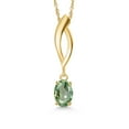 thumbnail image 1 of Gem Stone King 10K Yellow Gold Green Sapphire Pendant Necklace for Women | 0.55 Cttw | Gemstone September Birthstone | Oval 6X4MM | With 18 inch Chain, 1 of 6