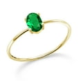 thumbnail image 1 of Gem Stone King 10K Yellow Gold Green Simulated Emerald Women Engagement Ring (0.40 Ct Oval 6X4MM,), 1 of 6
