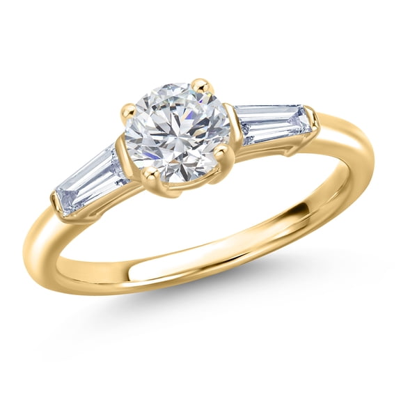Gem Stone King 10K Yellow Gold IGI Certified Lab Grown Diamond Engagement Ring for Women | 1.05 Cttw | Center 0.75 Ct Round Cut | D-E Color | VS1-VS2 Clarity | Size 6