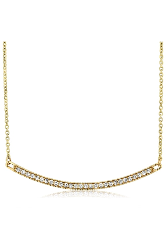 10K Yellow Gold Lab Grown Diamond Curved Necklace for Women | 0.14 Cttw | Gemstone April Birthstone | With 18 inch Chain