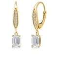 thumbnail image 1 of Gem Stone King 10K Yellow Gold Lab Grown Diamond Dangle Earrings for Women | 1.40 Cttw | Gemstone April Birthstone | DEF Color | VVS-VS Clarity | Emerald Cut 6X4MM, 1 of 6
