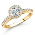 thumbnail image 1 of Gem Stone King 10K Yellow Gold Lab Grown Diamond Engagement Ring for Women | 1.05 Cttw | Round 6MM | Gemstone April Birthstone | DEF Color | VVS-VS Clarity | Available in Size 5,6,7,8,9, 1 of 6