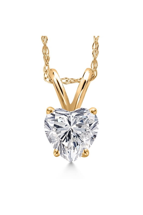 10K Yellow Gold Lab Grown Diamond Pendant Necklace for Women | 0.44 Cttw | Gemstone April Birthstone | Heart Shape 5MM | DEF Color | VVS-VS Clarity | With 18 inch Chain