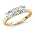 thumbnail image 1 of Gem Stone King 10K Yellow Gold Lab Grown Diamond and Sky Blue Aquamarine Engagement Ring for Women | 1.50 Cttw | Round 5MM | Gemstone April Birthstone | Size 7, 1 of 6