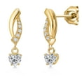 thumbnail image 1 of Gem Stone King 10K Yellow Gold Lab Grown Diamond Dangle Earrings for Women | 0.63 Cttw | Gemstone April Birthstone | Heart Shape 4MM | DEF Color | VVS-VS Clarity, 1 of 6