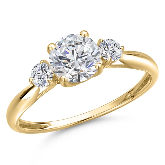 Gem Stone King 925 Silver and 10K Yellow Gold Lab Grown Diamond 5-Stone ...