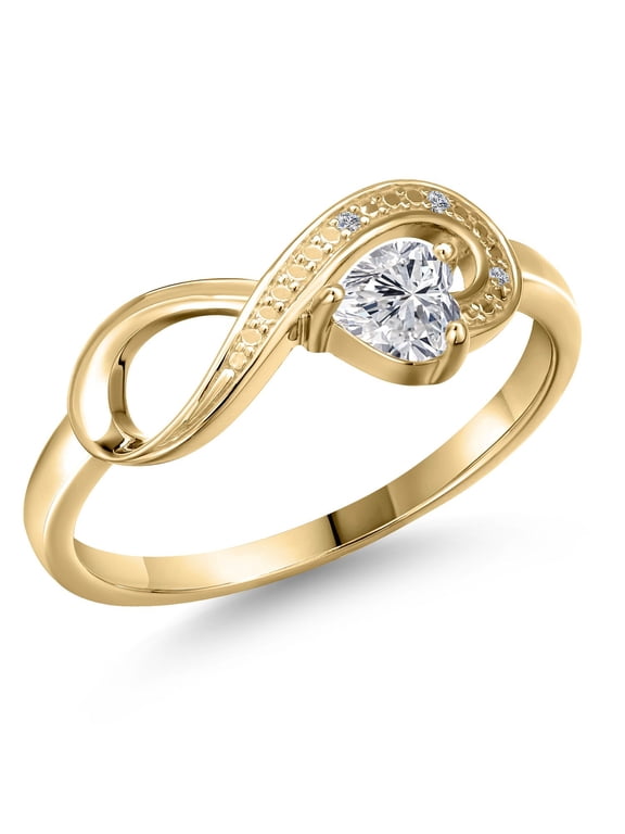 10K Yellow Gold Lab Grown Diamond and White Diamond Engagement Ring for Women | 0.24 Ct | Heart Shape 4MM | Gemstone April Birthstone | Size 8