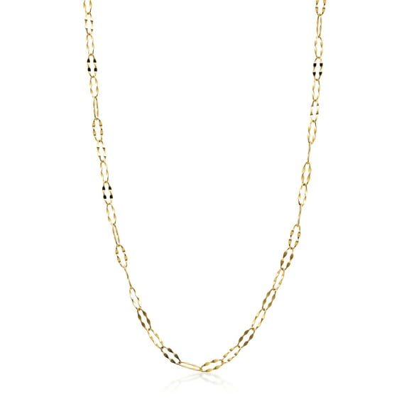 Gem Stone King 10K Yellow Gold Link Chain Necklace for Women and (18 inches Length, 2MM Width)