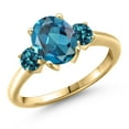 thumbnail image 1 of Gem Stone King 10K Yellow Gold London Blue Topaz Engagement Ring for Women | 2.91 Cttw | Oval 9X7MM | Gemstone November Birthstone | Size 7, 1 of 6