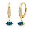 thumbnail image 1 of Gem Stone King 10K Yellow Gold London Blue Topaz and Lab Grown Diamond Earrings for Women | 0.69 Cttw | Gemstone November Birthstone | Marquise 6X3MM, 1 of 6