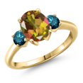 thumbnail image 1 of Gem Stone King 10K Yellow Gold Mango Mystic Topaz and Blue Diamond Engagement Ring for Women | 2.54 Cttw | Oval 9X7MM | Gemstone November Birthstone | Size 8, 1 of 6