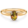 thumbnail image 1 of Gem Stone King 10K Yellow Gold Mango Mystic Topaz Solitaire Engagement Ring for Women (1.20 Cttw, Oval 7X5MM, Gemstone Birthstone, Size 8), 1 of 4