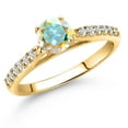thumbnail image 1 of Gem Stone King 10K Yellow Gold Mercury Mist Mystic Topaz and Lab Grown Diamond Engagement Ring for Women | 0.73 Cttw | Round 5MM | Gemstone November Birthstone | Size 9, 1 of 6
