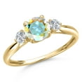 thumbnail image 1 of Gem Stone King 10K Yellow Gold Mercury Mist Mystic Topaz and Lab Grown Diamond 3-Stone Ring for Women | 1.22 Cttw | Round 6MM | Gemstone November Birthstone | Size 6, 1 of 6