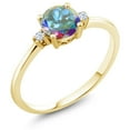 thumbnail image 1 of Gem Stone King 10K Yellow Gold Mercury Mist Mystic Topaz and White Created Sapphire Solitaire Engagement Ring for Women (1.03 Cttw, Round 6MM, Gemstone November Birthstone, Size 5), 1 of 2