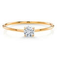 thumbnail image 1 of Gem Stone King 10K Yellow Gold Moissanite Solitaire Engagement Ring for Women (0.16 Cttw, Round 3.5MM, Gemstone Birthstone, Size 6), 1 of 4
