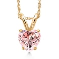 thumbnail image 1 of Gem Stone King 10K Yellow Gold Morganite Peach Zirconia Pendant Necklace for Women | 0.44 Cttw | Gemstone Birthstone | Heart Shape 5MM | With 18 inch Chain, 1 of 6