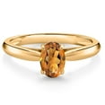 thumbnail image 1 of Gem Stone King 10K Yellow Gold Orange Red Madeira Citrine Solitaire Engagement Ring for Women (0.70 Cttw, Oval 7X5MM, Gemstone Birthstone, Available in Size 5, 6, 7, 8, 9), 1 of 4
