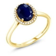 thumbnail image 1 of Gem Stone King 10K Yellow Gold Oval Blue Sapphire and Diamond Engagement Ring for Women (1.79 Cttw, Gemstone Birthstone, Available in Size 5, 6, 7, 8, 9), 1 of 6