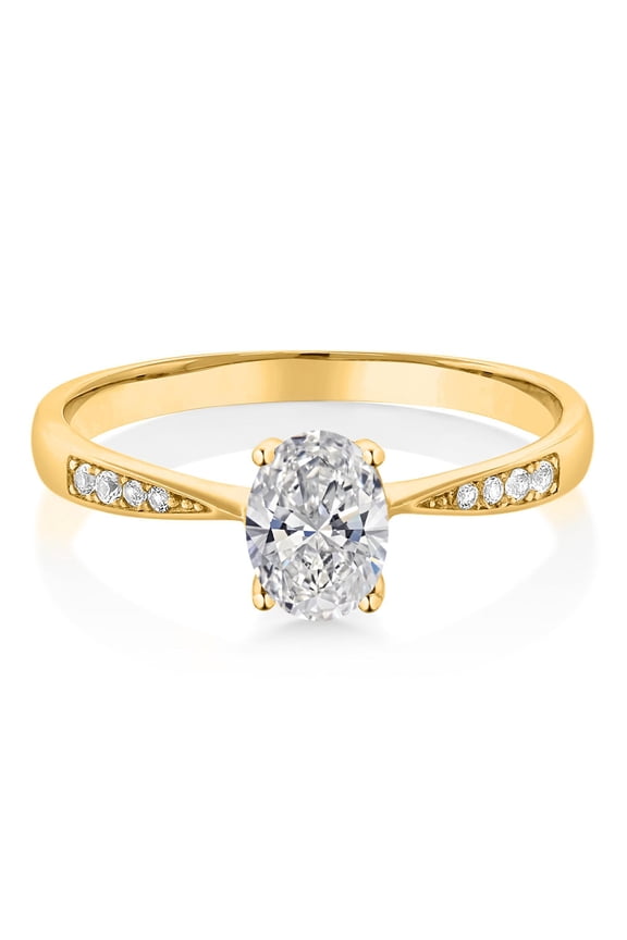 10K Yellow Gold Oval Lab Grown Diamond Engagement Ring for Women | 0.80 Cttw | DEF Color | VVS-VS Clarity | Wedding Engagement Anniversary Promise Ring for Women