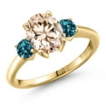 thumbnail image 1 of Gem Stone King 10K Yellow Gold Peach Morganite and London Blue Topaz Engagement Ring for Women | 2.26 Cttw | Oval 9X7MM | Gemstone October Birthstone | Size 9, 1 of 6