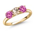 thumbnail image 1 of Gem Stone King 10K Yellow Gold Peach Morganite and Pink Created Sapphire Engagement Ring for Women | 1.50 Cttw | Round 5MM | Gemstone October Birthstone | Size 8, 1 of 6