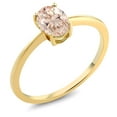 thumbnail image 1 of Gem Stone King 10K Yellow Gold Peach Morganite Solitaire Engagement Ring for Women (0.65 Cttw, Oval 7X5MM, Gemstone October Birthstone, Size 9), 1 of 3
