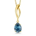 thumbnail image 1 of Gem Stone King 10K Yellow Gold Persian Blue Moissanite Pendant Necklace for Women | 1.14 Cttw | Gemstone Birthstone | Pear Shape 8X6MM | With 18 inch Chain, 1 of 6