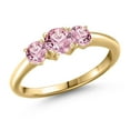 thumbnail image 1 of Gem Stone King 10K Yellow Gold Pink Lab Grown Diamond Engagement Ring for Women | 1.00 Cttw | Round 5MM | Gemstone April Birthstone | Size 5, 1 of 6