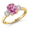 thumbnail image 1 of Gem Stone King 10K Yellow Gold Pink Moissanite and White Created Sapphire Engagement Ring for Women | 2.50 Cttw | Oval 9X7MM | Gemstone Birthstone | Size 9, 1 of 6