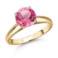 thumbnail image 1 of Gem Stone King 10K Yellow Gold Pink Mystic Topaz Engagement Ring for Women | 2.00 Cttw | Round 8MM | Gemstone November Birthstone | Size 9, 1 of 6