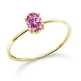 thumbnail image 1 of Gem Stone King 10K Yellow Gold Pink Oval Moissanite Women Solitaire Ring (0.46 Cttw), 1 of 6