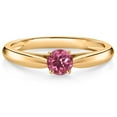 thumbnail image 1 of Gem Stone King 10K Yellow Gold Pink Tourmaline Solitaire Engagement Ring for Women (0.25 Cttw, Gemstone October Birthstone, Round 4MM), 1 of 4
