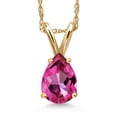 thumbnail image 1 of Gem Stone King 10K Yellow Gold Pure Pink Mystic Topaz Pendant Necklace for Women | 0.82 Cttw | Gemstone November Birthstone | Pear Shape 7X5MM | With 18 inch Chain, 1 of 6