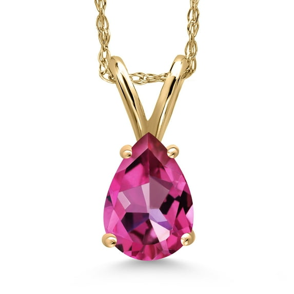 Gem Stone King 10K Yellow Gold Pure Pink Mystic Topaz Pendant Necklace for Women | 0.82 Cttw | Gemstone November Birthstone | Pear Shape 7X5MM | With 18 inch Chain